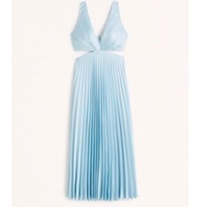 A&F Giselle Pleated Cutout Maxi Dress Baby Blue